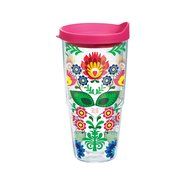 Tervis Folk Heritage Tumbler with Travel Lid, 16 oz, Clear