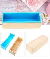 YFShine Flexible Rectangle Silicone Soap Loaf Mold Wooden Box DIY Making Supplies Tools (1200g, Pink) N9