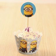 Winrase&reg; Set of 12 Chic Batman Mouth Kids Birthday Party Decoration Paper Cupcake Liner Wrap Wrappers with Toppers... N51