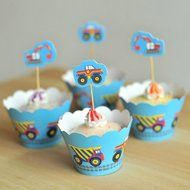 Winrase&reg; Set of 12 Chic Batman Mouth Kids Birthday Party Decoration Paper Cupcake Liner Wrap Wrappers with Toppers... N52