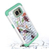Galaxy S7 Edge Case, HLCT Rugged Shock Proof Dual-Layer Case for Samsung Galaxy S7 Edge (2016) (Green White A) N13