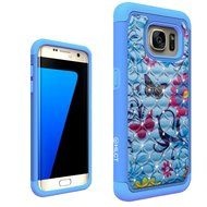 Galaxy S7 Edge Case, HLCT Rugged Shock Proof Dual-Layer Case for Samsung Galaxy S7 Edge (2016) (Green White A) N18