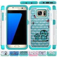 Galaxy S7 Edge Case, HLCT Rugged Shock Proof Dual-Layer Case for Samsung Galaxy S7 Edge (2016) (Green White A) N22