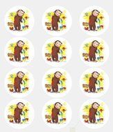 1 X Cute Curious George Monkey Edible Cake Image Topper N2