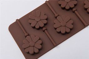 6 Cavity Sunflower Shape Lollipop Pudding Chocolate Ice Mold for Homemade DIY Products for Kids N5