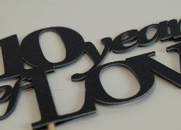 Black 10 Years of Love Cake Topper