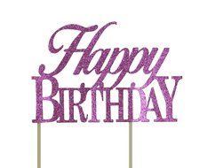 All About Details Pink Happy-birthday Cake Topper N2