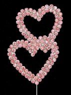Deluxe Quinceanera 15 Number Cake Topper, In Rhinestone Crystals Cake Pick Set - Plus 2 Double Gorgeous Pink Hearts... N2