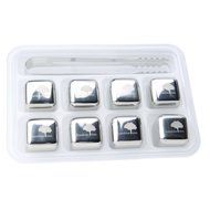 Buenoce Ice Wine Stones Set of 8 with Plastic Storage Box and Tweezers, Stainless Steel Reusable Wine Ice Cubes... N5