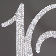 16 Cake Topper 16th Birthday Party Supplies Crystal Rhinestone Decoration (Gold) N7