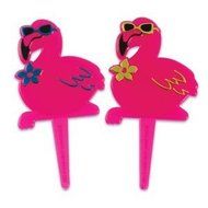 24 ct Pink Flamingo Luau Cupcake Picks N3