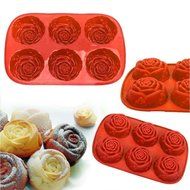 Ningmi 6 Cavity Mini Rose Silicone Cake Mold Pan With Accessory Peeler N2