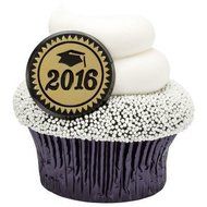 2016 Gold Foil Graduation Party Cupcake Rings (24-Pack) N2