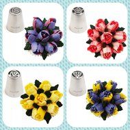 PALOTOP Russian Piping Tips 18-Pcs Set (7 Russian Tips 10 Disposable Pastry Bags 1 Tri-Color Coupler) N5