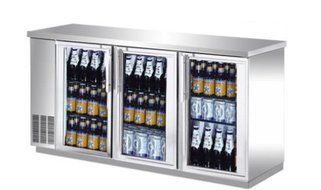 UBB-24-72GS 72" Narrow Glass Door Stainless Steel Back Bar Cooler with LED Lighting