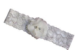 Wedding Ivory Lace Garter, Garter Belt, Classic Series, Ivory Vintage White Color, with 1 Chiffon Flower, By Lauren...