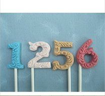 Alphabet Number 0-9 3d Silicone Mold with Lollipop Hole Fondant Cake Decorating By Palker Sky N5