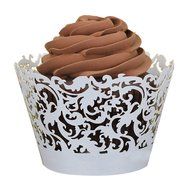 Wensltd 50pc New! Little Vine Lace Laser Cut Cupcake Wrapper Liner(pack of 50) (Blue) N3