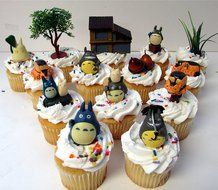 TOTORO 12 Piece Birthday CUPCAKE Topper Set Featuring Chu Totoro, Chibi, Catbus and Other Totoro Characters, Themed... N7