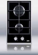 Summit 2-Burner Gas-On-Glass Cooktop W/Sealed Burners &amp; Cast Iron Grates N2