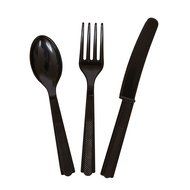 Plastic Silverware Set for 8 Guests, Yellow, 24 Pieces N11