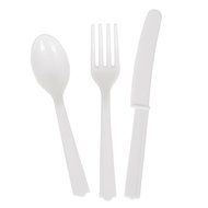Plastic Silverware Set for 8 Guests, Yellow, 24 Pieces N12
