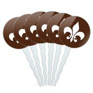 Set of 6 Cupcake Picks Toppers Decoration Symbols - Dollar Sign Gold and Black N37