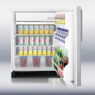 Summit BI605RSSVH: Built-in refrigerator-freezer with manual defrost, white cabinet, and stainless steel door N4