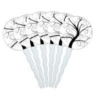 Set of 6 Cupcake Picks Toppers Decoration Symbols - Dollar Sign Gold and Black N42