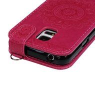 Badalink Galaxy S5 Mini Up-Down Open Folio Flip Case Kickstand Vertical PU Leather Embossed Totem Magnetic Snap... N80