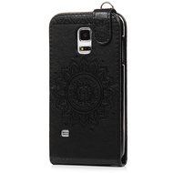 Badalink Galaxy S5 Mini Up-Down Open Folio Flip Case Kickstand Vertical PU Leather Embossed Totem Magnetic Snap... N86