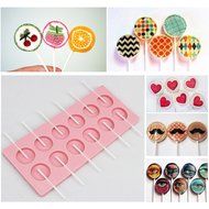 WOMHOPE Set of 2 - 12-Cavity Silicone Lollypop Mold with Sticks - Round Chocolate Candy Mold Candy Making Molds... N10
