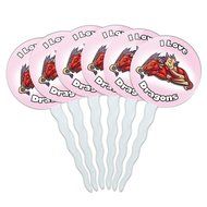 Set of 6 Cupcake Picks Toppers Decoration I Love Heart - Sloths N34