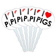 Set of 6 Cupcake Picks Toppers Decoration I Love Heart - Sloths N35