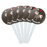 Set of 6 Cupcake Picks Toppers Decoration I Love Heart - Sloths N36