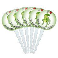 Set of 6 Cupcake Picks Toppers Decoration I Love Heart - Sloths N38
