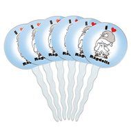Set of 6 Cupcake Picks Toppers Decoration I Love Heart - Sloths N40