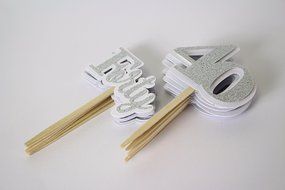All About Details Silver Forty Cupcake Toppers, Set of 12 N2