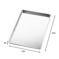 Aluminum Non-stick Baking Cookies Breads Sheet Pan Tray Plate Tool Silver Tone, 18&quot; x 13&quot; N3