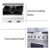 Anself THOR KITCHEN Stainless Steel Dual Fuel Range Professional Free Standing Gas Range, 4 Burners, 5.2 Cu. Ft... N5