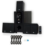 Acoustic Audio AA5150 Home Theater 5.1 Speaker System with USB Bluetooth FM and 5 Extension Cables