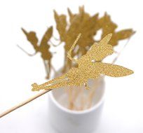 PuTwo 10 Counts Gold Glitter Angle Cupcake Toppers Cake Decorations N3