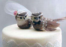 Owl Cake Topper in Cocoa Brown: Woodland &quot;Bride and Groom&quot; Love Bird Wedding ... N3