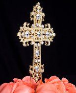 LOVENJOY Gift Box Pack Cross Rhinestone Crystal Gold Cake Decoration Topper for Wedding Religious Baptism Christening... N3