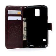 S5 Case,Samsung Galaxy S5 Case (i9600) - Wallet Embossed Flower Tree PU Leather Soft TPU Inner Cover with Magnetic... N38