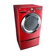 LG PAIR SPECIAL-"WILD CHERRY RED" Ultra Large Capacity Steam Laundry System with Matching Pedestals, and ELECTRIC...