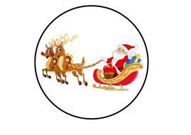Christmas Santa&#039;s Sleigh, 7&quot; Edible PREMIUM THICKNESS SWEETENED VANILLA, Wafer Rice Paper 7&quot; Cake Toppers/Decorations
