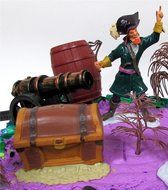 12 Piece PIRATE Yo Ho Yo Ho Birthday Cake Topper Set Featuring Random Pirate Figures and Decorative Themed Accessories N9