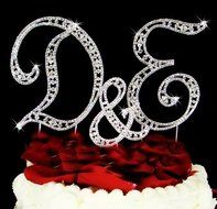 Vintage Style Swarovski Crystal Rhinestone Monogram Wedding Cake Topper 2 large letters and small &amp; sign N3