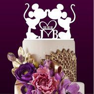 Sugar Yeti Made In USA Personalized Wedding Cake Topper Minnie Heart Mickey Initials With Date #25 Black N6
